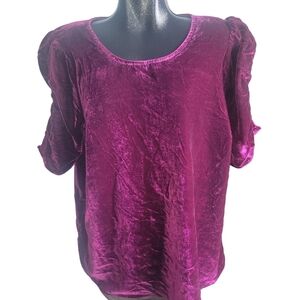 Torrid Plum Colored Velour Short Puff Sleeve Top 2